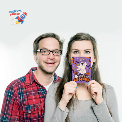 Lustige Halloween Postkarte mit tanzendem Geist|p:2012583|h:91e5ba70e81f62b3f58e60aa7a4bd55f