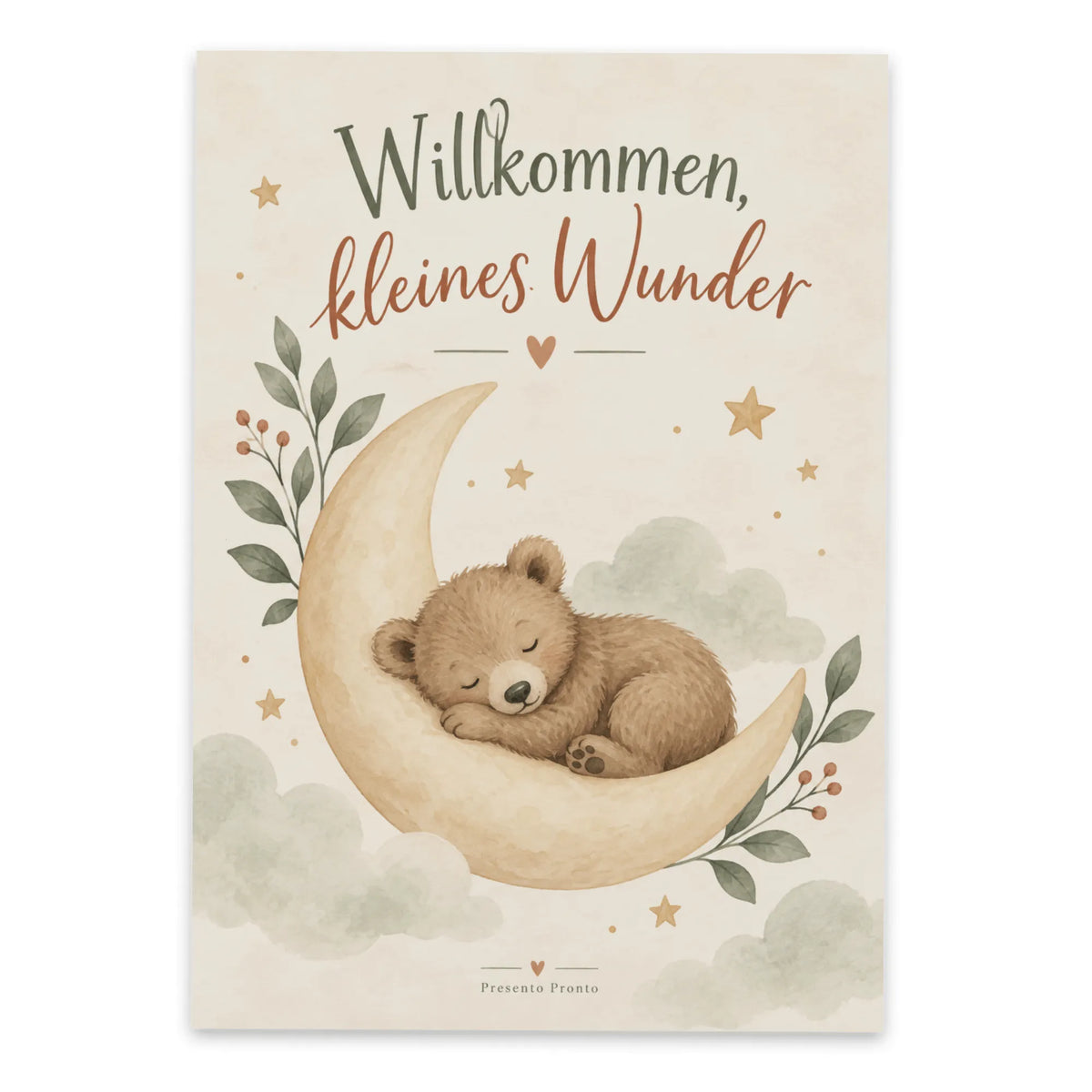 Süße Postkarte zur Geburt mit schlafendem Bär|p:2012585|h:5abd97079039f66b72bffac54a677f5e