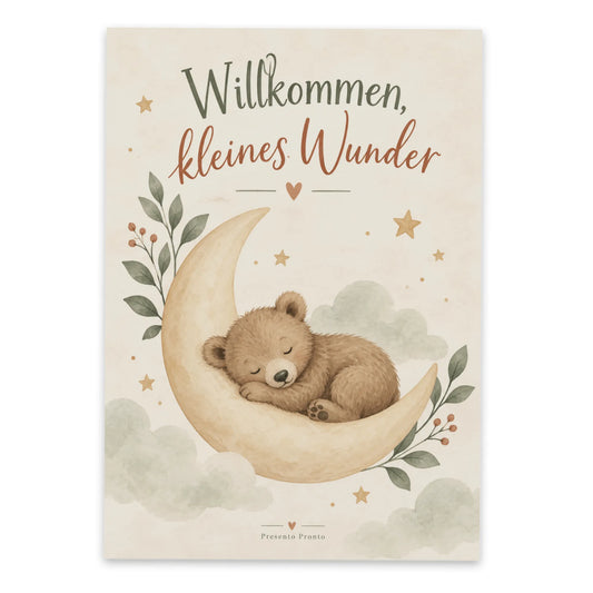 Süße Postkarte zur Geburt mit schlafendem Bär|p:2012585|h:5abd97079039f66b72bffac54a677f5e