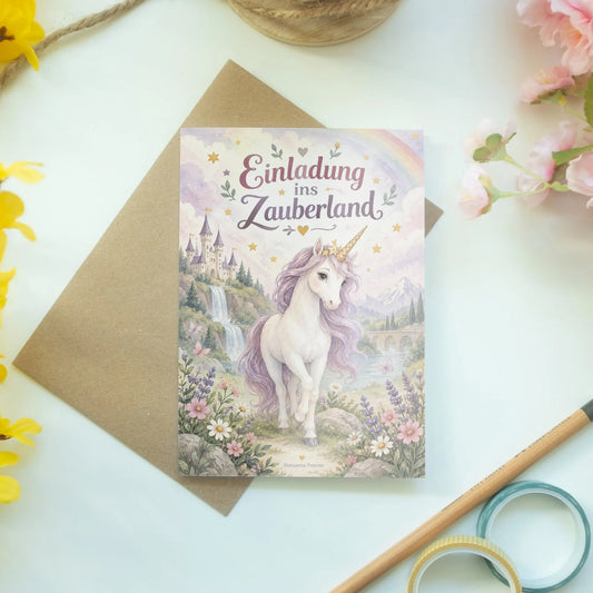 Elegante Einladungskarten zum Kindergeburtstag mit Einhorn|p:2012609|h:a8095d5b67f55cc7c73d530bdb0cb694