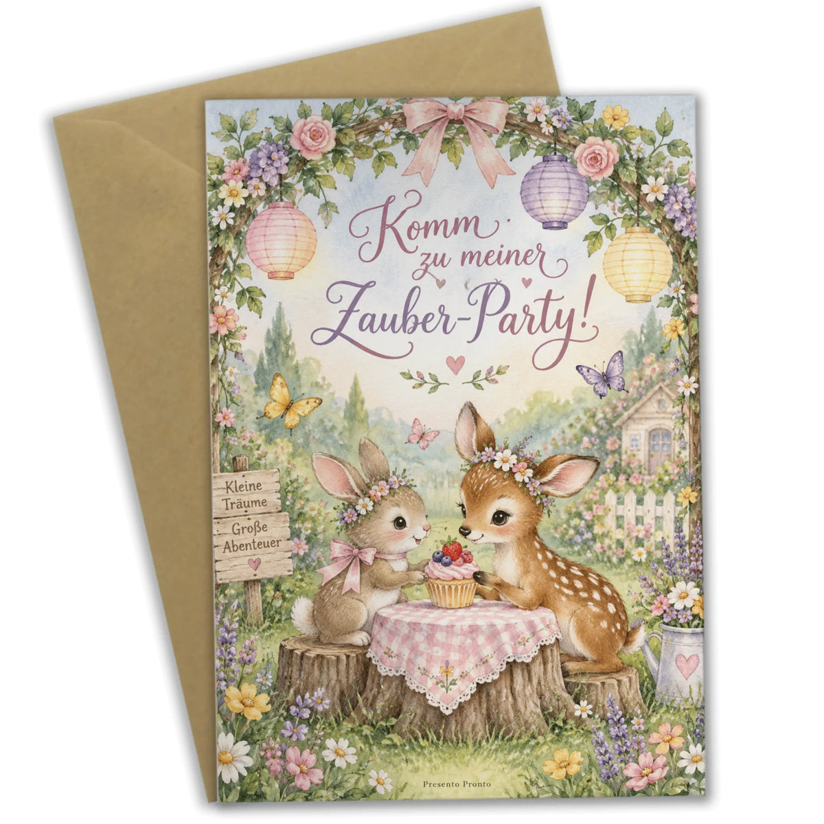 Zauberhafte Einladungskarten zum Kindergeburtstag mit Hase und Reh|p:2012617|h:d75bec67ddad62a1fc90bb75c374f64a