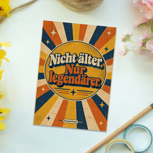 Lustige Postkarte zum Geburtstag mit Retro-Sonnenstrahl|p:2012628|h:ad1deada9231b5fc0591f792e492fa70