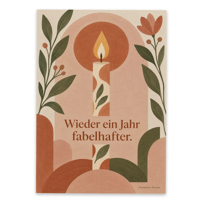 Elegante Postkarte zum Geburtstag mit Geburtstagskerze|p:2012629|h:c61168387b798cb9a6f1e768b8bac23a