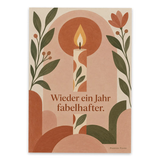 Elegante Postkarte zum Geburtstag mit Geburtstagskerze|p:2012629|h:c61168387b798cb9a6f1e768b8bac23a