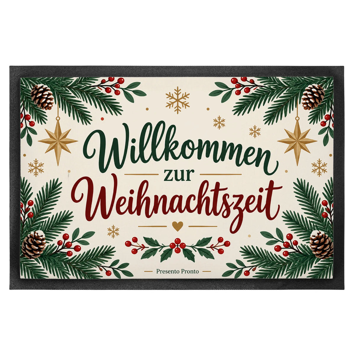 Herzliche Fußmatte zu Weihnachten mit Tannenzweigen und Beeren|p:2012647|h:f61622ac0df4cd40786d6a5f3069cc4c