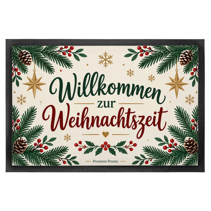 Herzliche Fußmatte zu Weihnachten mit Tannenzweigen und Beeren|p:2012647|h:f61622ac0df4cd40786d6a5f3069cc4c
