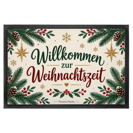 Herzliche Fußmatte zu Weihnachten mit Tannenzweigen und Beeren|p:2012647|h:f61622ac0df4cd40786d6a5f3069cc4c
