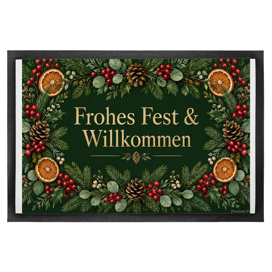 Festliche Fußmatte zu Weihnachten mit Tannenkranz|p:2012660|h:dc742ed9dd5eb4cc6838eb3ecca668e1