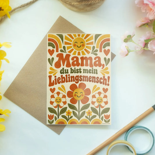 Liebevolle Geburtstagskarte für Mama mit Retroblumen|p:2012665|h:bfd5459fa2b98eb458d926452990c2f8