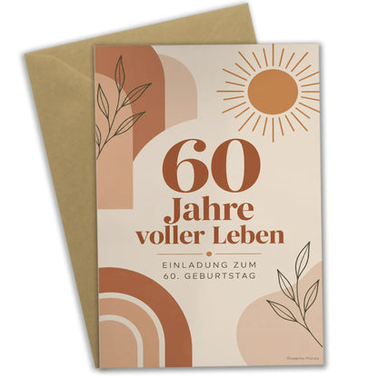 Elegante Einladungskarten zum 60. Geburtstag für Frauen mit Sonne|p:2012680|h:00a69a20f5ee182507c7221da812e672