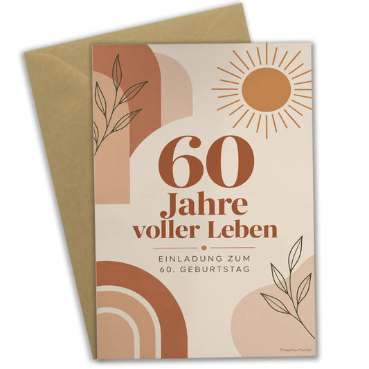 Elegante Einladungskarten zum 60. Geburtstag für Frauen mit Sonne|p:2012680|h:00a69a20f5ee182507c7221da812e672