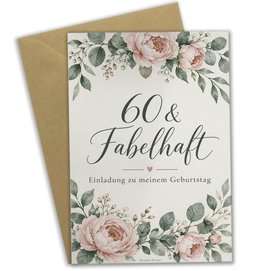 Elegante Einladungskarte zum 60. Geburtstag Frau Pfingstrosen|p:2012682|h:9a3bd8acb395e7605ef4df18364c4f28
