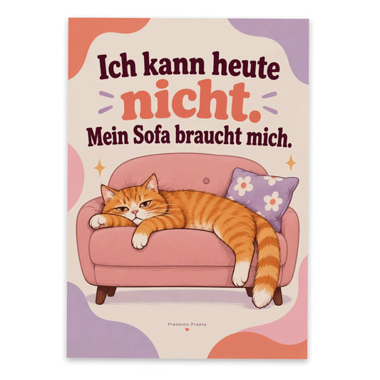 Lustige Postkarte Katze auf Sofa für Katzenfans|p:2012687|h:3ecf33091cfd73063e8dddde4ff5012b