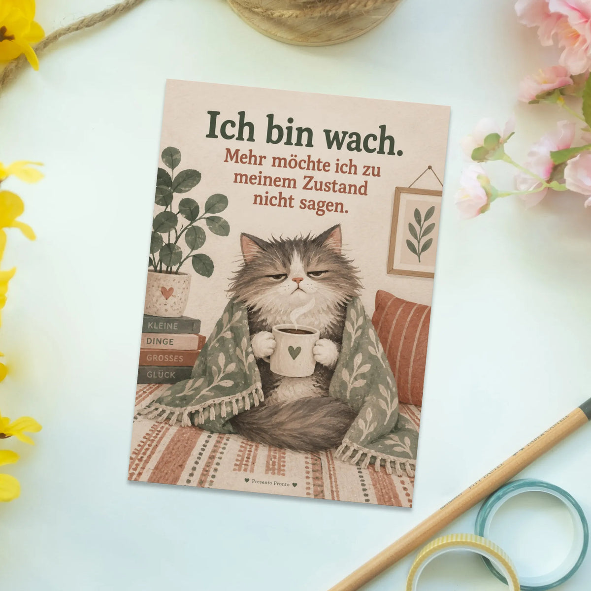 Lustige Postkarte für Katzenfans mit müder Katze|p:2012689|h:e45a8debb098930ac4153a6322c3be3d