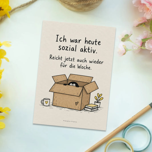 Lustige Postkarte für Introvertierte in Pappschachtel|p:2012691|h:43c6a3394e62669038f63c4fe062aee4
