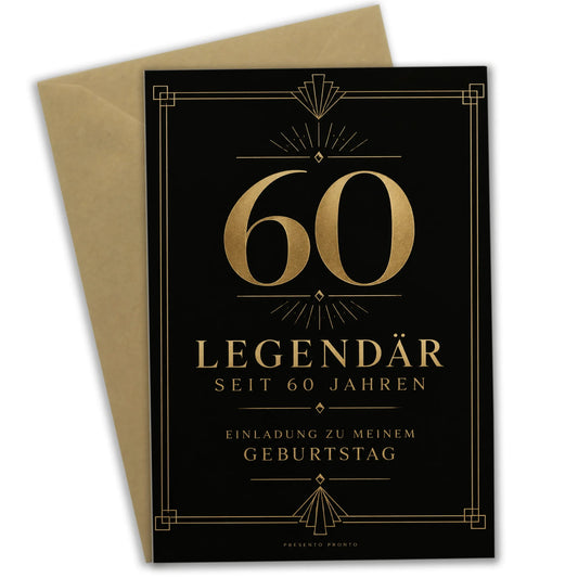 Elegante Einladungskarten zum 60. Geburtstag für Männer mit goldener 60|p:2012700|h:768549afb4a9e8219374bf5692633368