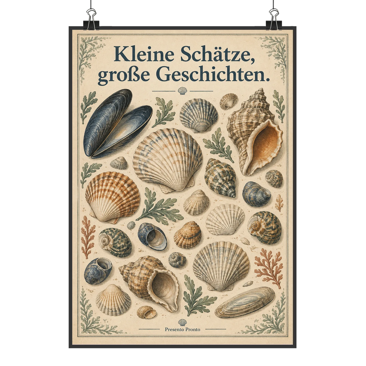 Nostalgische Vintage Informationstafel heimische Muscheln für Kinderzimmer|p:2012707|h:d1e3d45654977b085ac7ed1c40b06c64