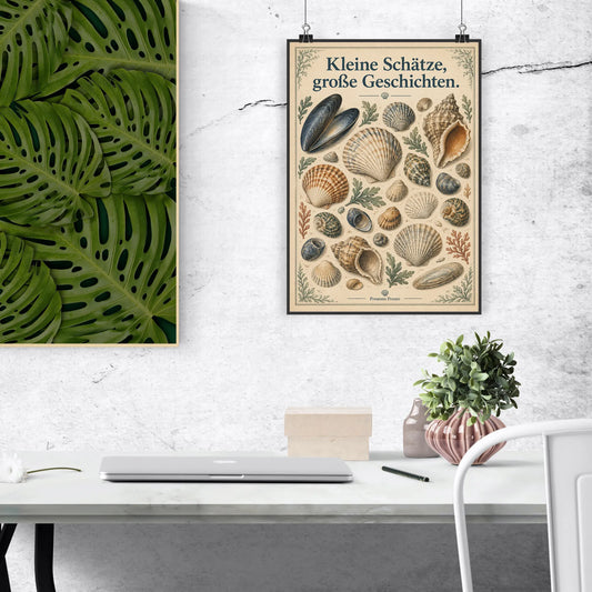 Nostalgische Vintage Informationstafel heimische Muscheln für Kinderzimmer|p:2012707|h:d05929c1abd0c36322de84bf47ea432a