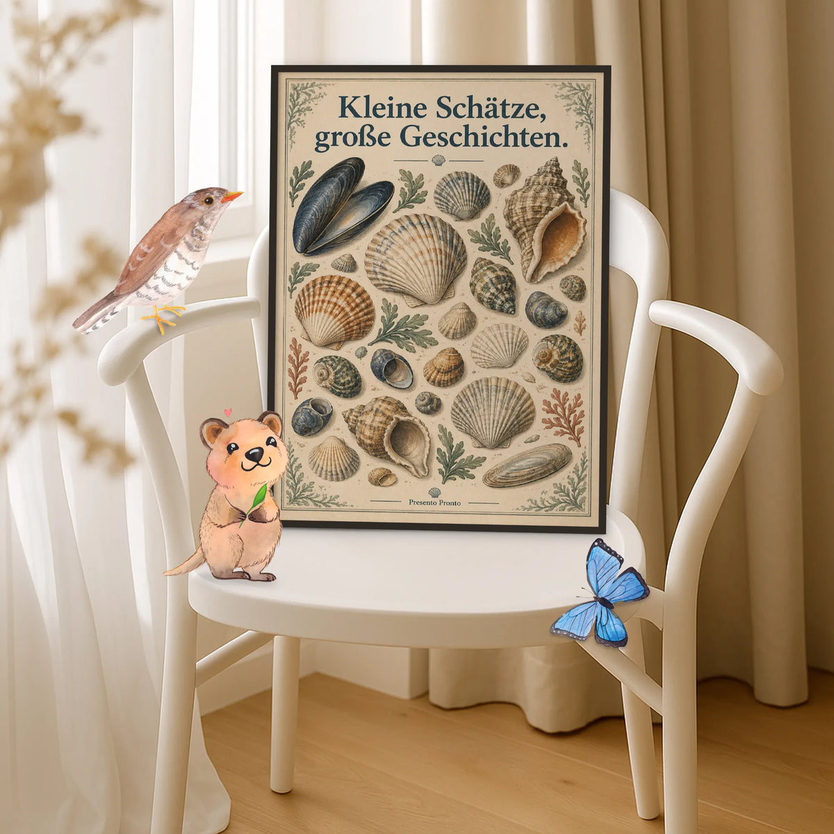 Nostalgische Vintage Informationstafel heimische Muscheln für Kinderzimmer|p:2012707|h:497edf00abfd97d3d0868f23f458a286
