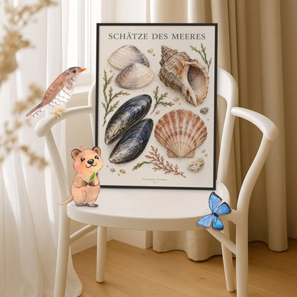 Elegantes Vintage Poster für Fans heimischer Strandmuscheln|p:2012734|h:f9e489a2834d315abf44a2098a75b9e9