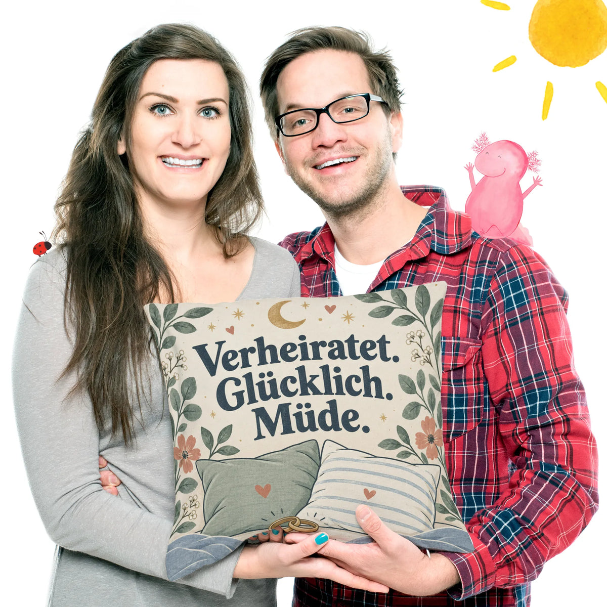 Lustiges Kissen für die erste Nacht als verheiratetes Paar mit Mondsichel|p:2012775|h:c25a416afc6b36d42fb355f12ef6a223