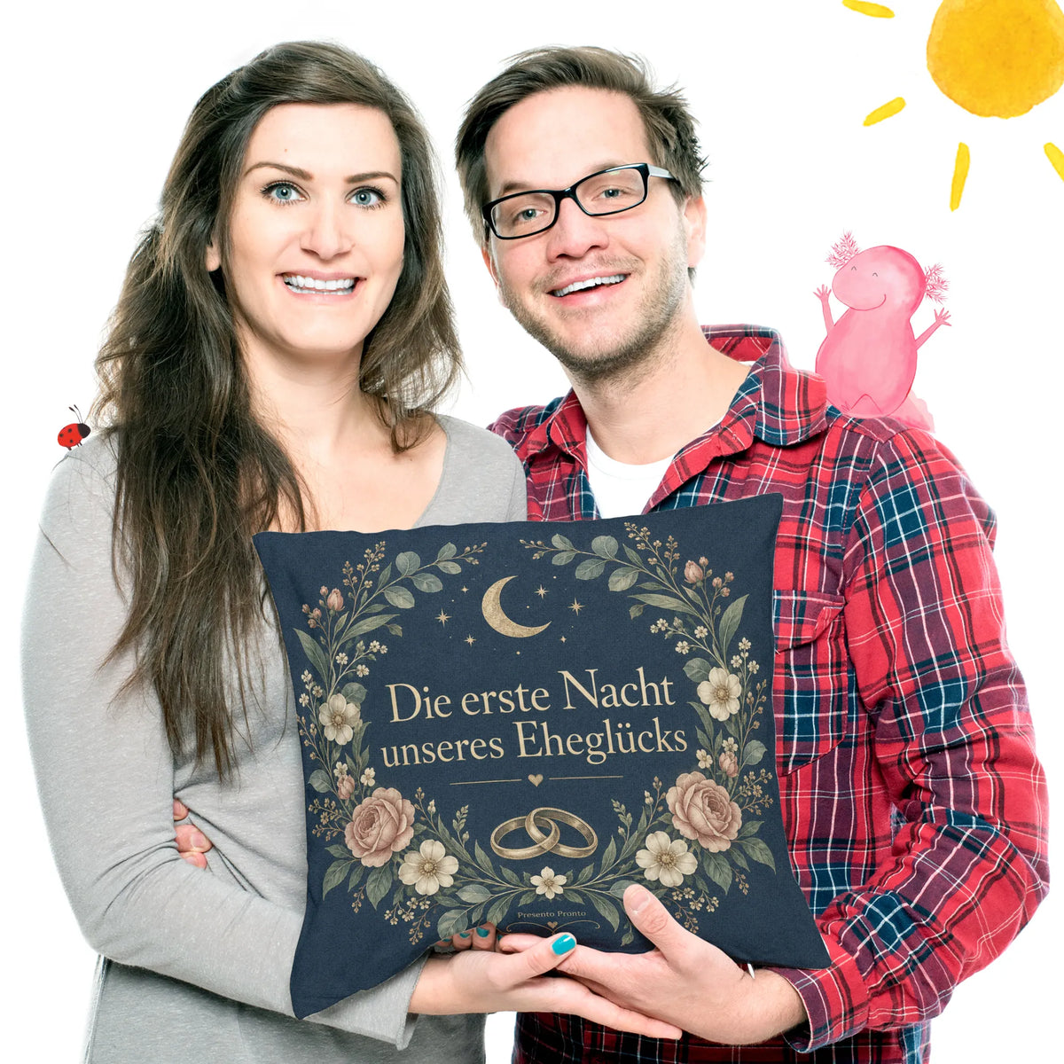 Romantisches Kissen für die erste Nacht als Ehepaar mit Eheringen|p:2012776|h:b26984687f47724dc9c7f7f8db4760bd