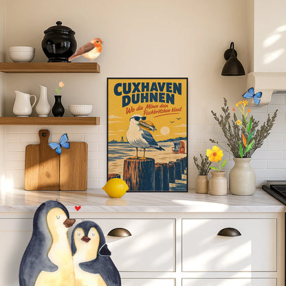 Lustiges Cuxhaven-Duhnen Poster freche Möwe|p:2012786|h:7e548f458ec7531ee86df6e18e5c56c4