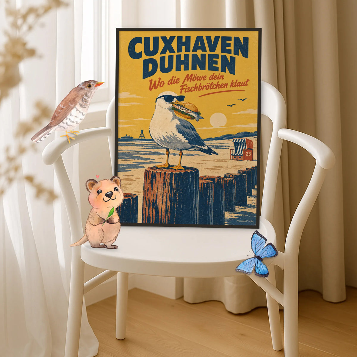 Lustiges Cuxhaven-Duhnen Poster freche Möwe|p:2012786|h:8bbd88149936baf4d5224bc3447abec0