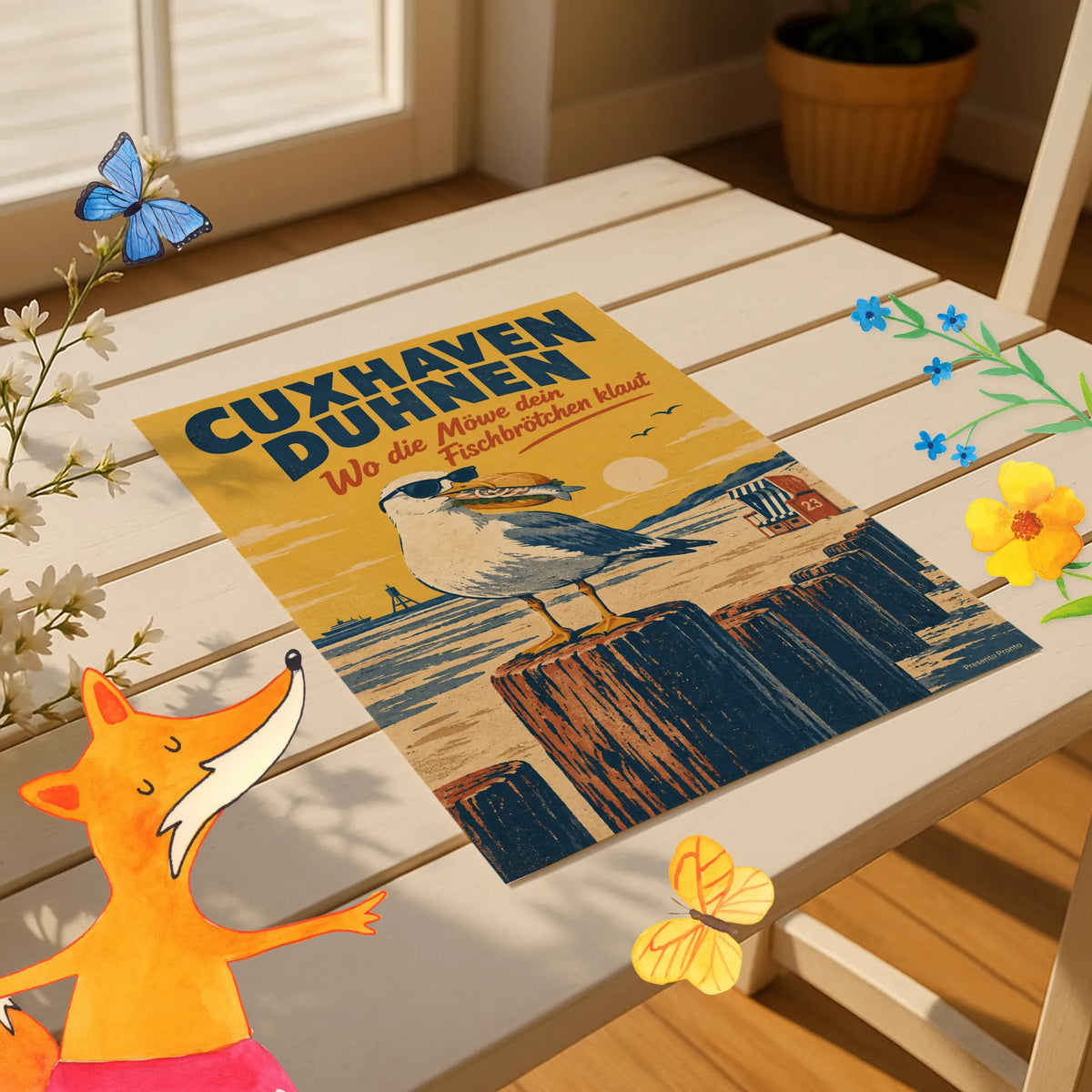 Lustiges Cuxhaven-Duhnen Poster freche Möwe|p:2012786|h:1501ace18f022693b7f5133a4953b852
