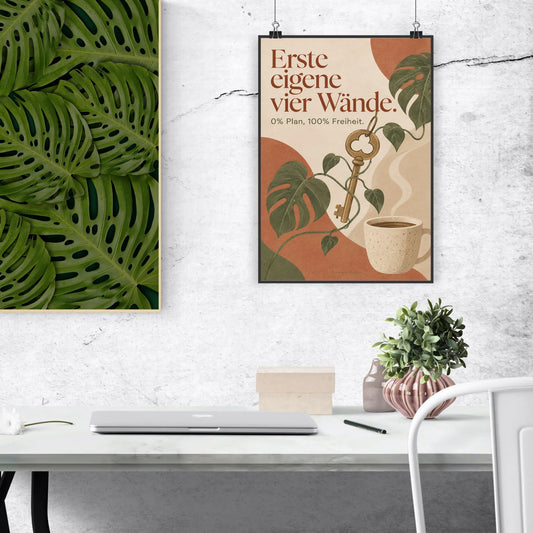 Lustiges Poster für die erste eigene Wohnung mit Wohnungsschlüssel|p:2012817|h:c111793a1e66197c9fec86d7d098c2a2