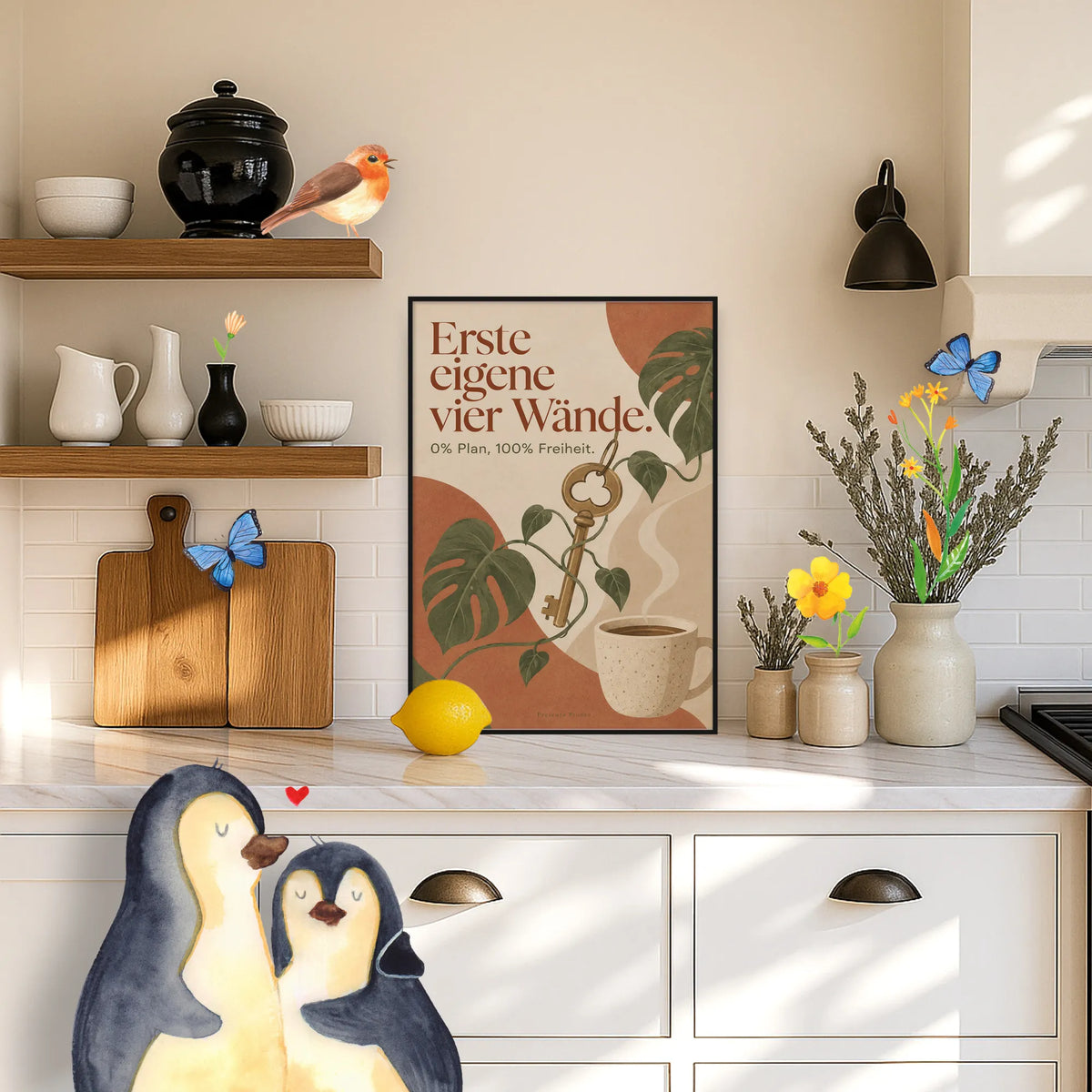 Lustiges Poster für die erste eigene Wohnung mit Wohnungsschlüssel|p:2012817|h:9e86e998bf076c4c174efeab08245687