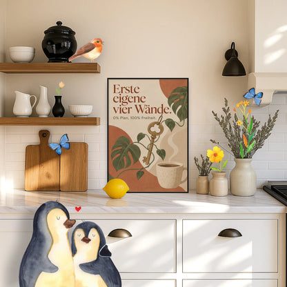 Lustiges Poster für die erste eigene Wohnung mit Wohnungsschlüssel|p:2012817|h:9e86e998bf076c4c174efeab08245687