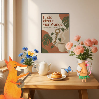Lustiges Poster für die erste eigene Wohnung mit Wohnungsschlüssel|p:2012817|h:bf2bd276a4c5c1f454d0fb172f6211c4