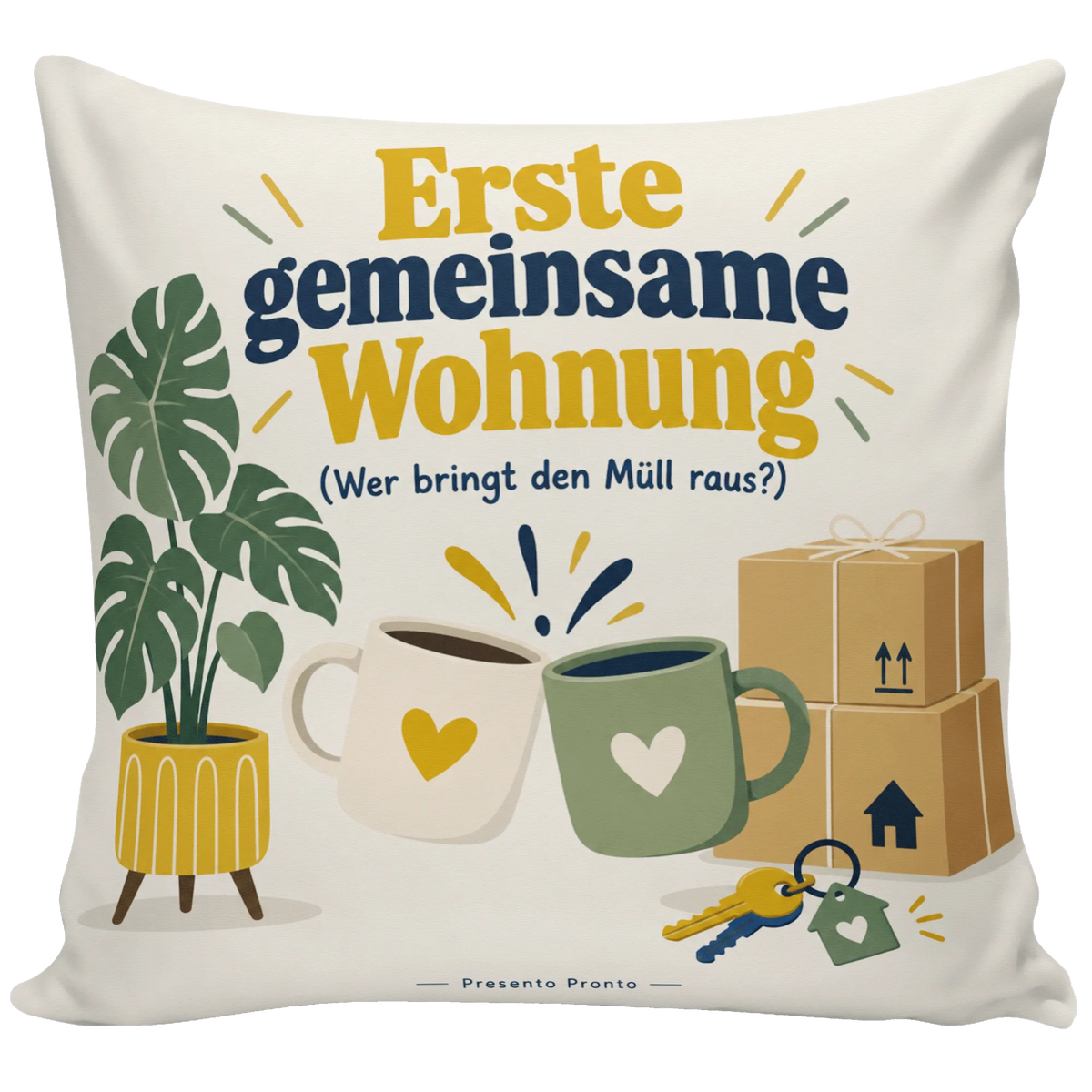 Lustiges Kissen zur ersten gemeinsamen Wohnung mit Kaffeetassen|p:2012826|h:59836cd54f91b17527bdb05f15799593