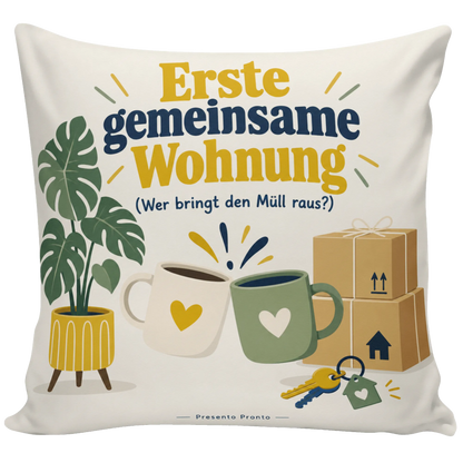 Lustiges Kissen zur ersten gemeinsamen Wohnung mit Kaffeetassen|p:2012826|h:59836cd54f91b17527bdb05f15799593