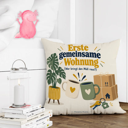 Lustiges Kissen zur ersten gemeinsamen Wohnung mit Kaffeetassen|p:2012826|h:a81263f3c32fe5906afb5c4a63ef36ee