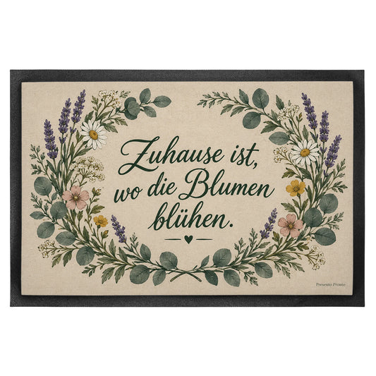 Einladende Topseller Fußmatte zum Einzug mit Wildblumenkranz|p:2012957|h:35693d15212b5ef967e1a0828f19cdac