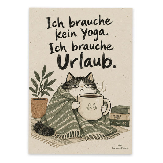 Lustige Urlaubspostkarte mit Katze und Kaffee|p:2012962|h:691d821289af969f6ca7ea3e6be1947c