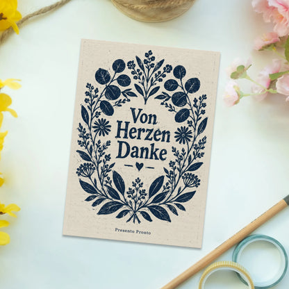 Herzliche Dankespostkarte mit symmetrischem Blumenkranz|p:2012963|h:d4e6fe1a1b24aa78c101f15d93ddec1c