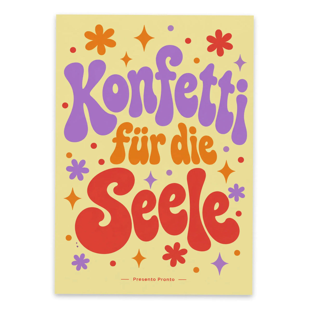 Fröhliche Aufmunterungspostkarte mit buntem Retro-Konfetti|p:2012965|h:765a9f828861614c6297ad2a63fde04f