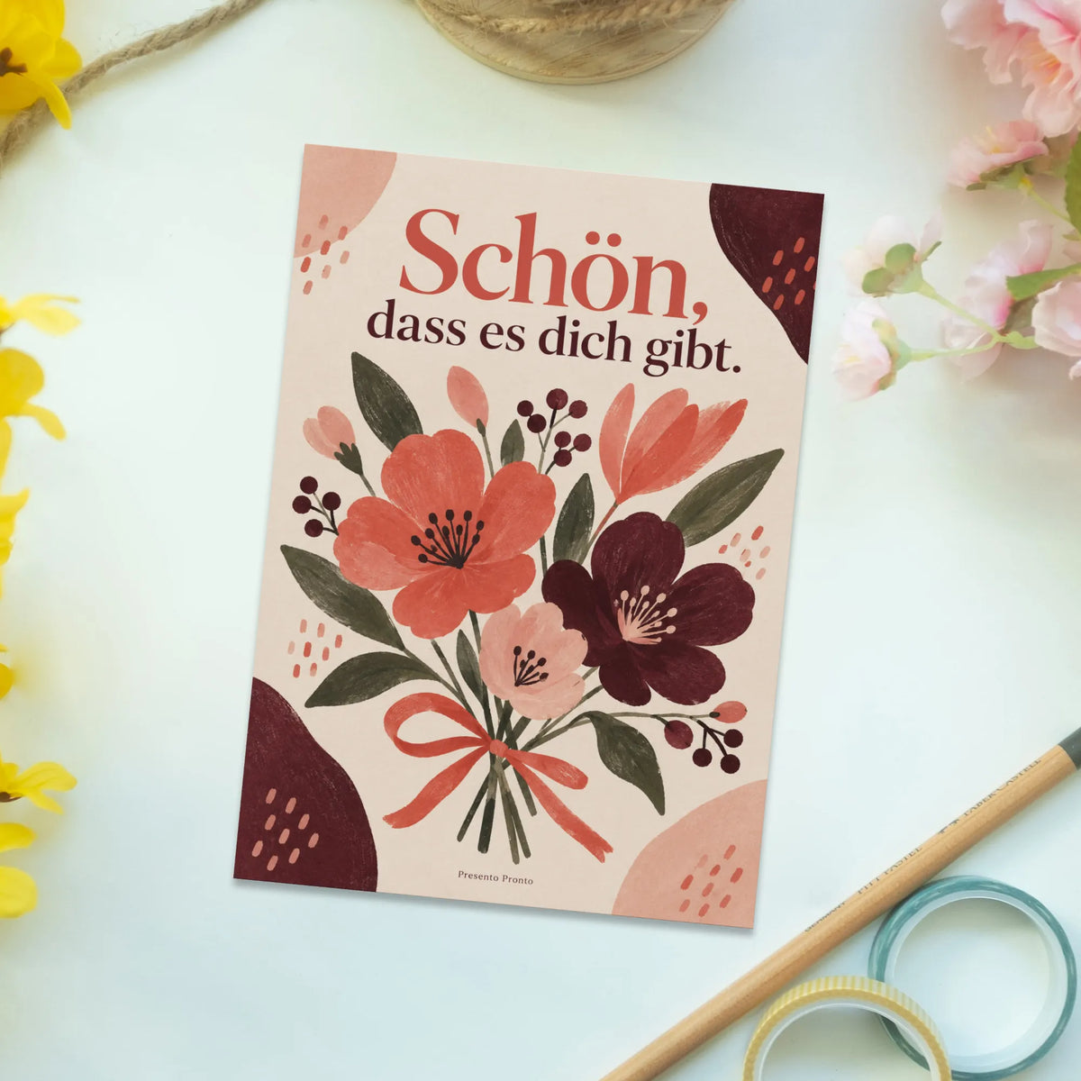 Liebevolle Postkarte für Verliebte mit Blumenstrauß|p:2012980|h:0e00da6211ab768e0ce35f5ccecb27e3