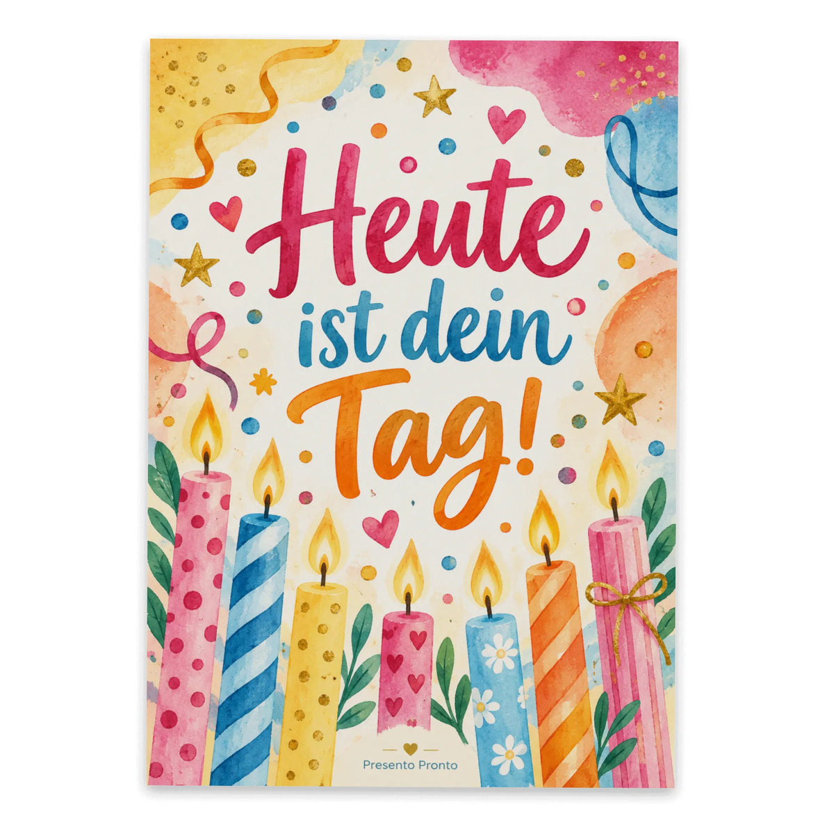 Fröhliche Geburtstagspostkarte mit bunten Kerzen|p:2012981|h:71c5f95889b6da1aadccaf4d49c8ad1d
