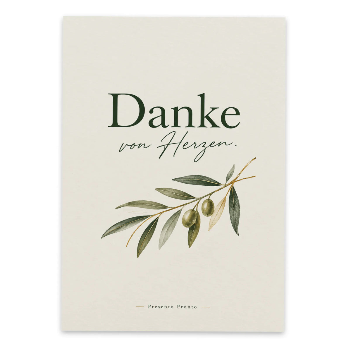 Elegante Danke Postkarte mit Olivenzweig in Gold|p:2012982|h:664d7709023ee6f2699201661a4bdba0