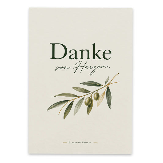 Elegante Danke Postkarte mit Olivenzweig in Gold|p:2012982|h:664d7709023ee6f2699201661a4bdba0