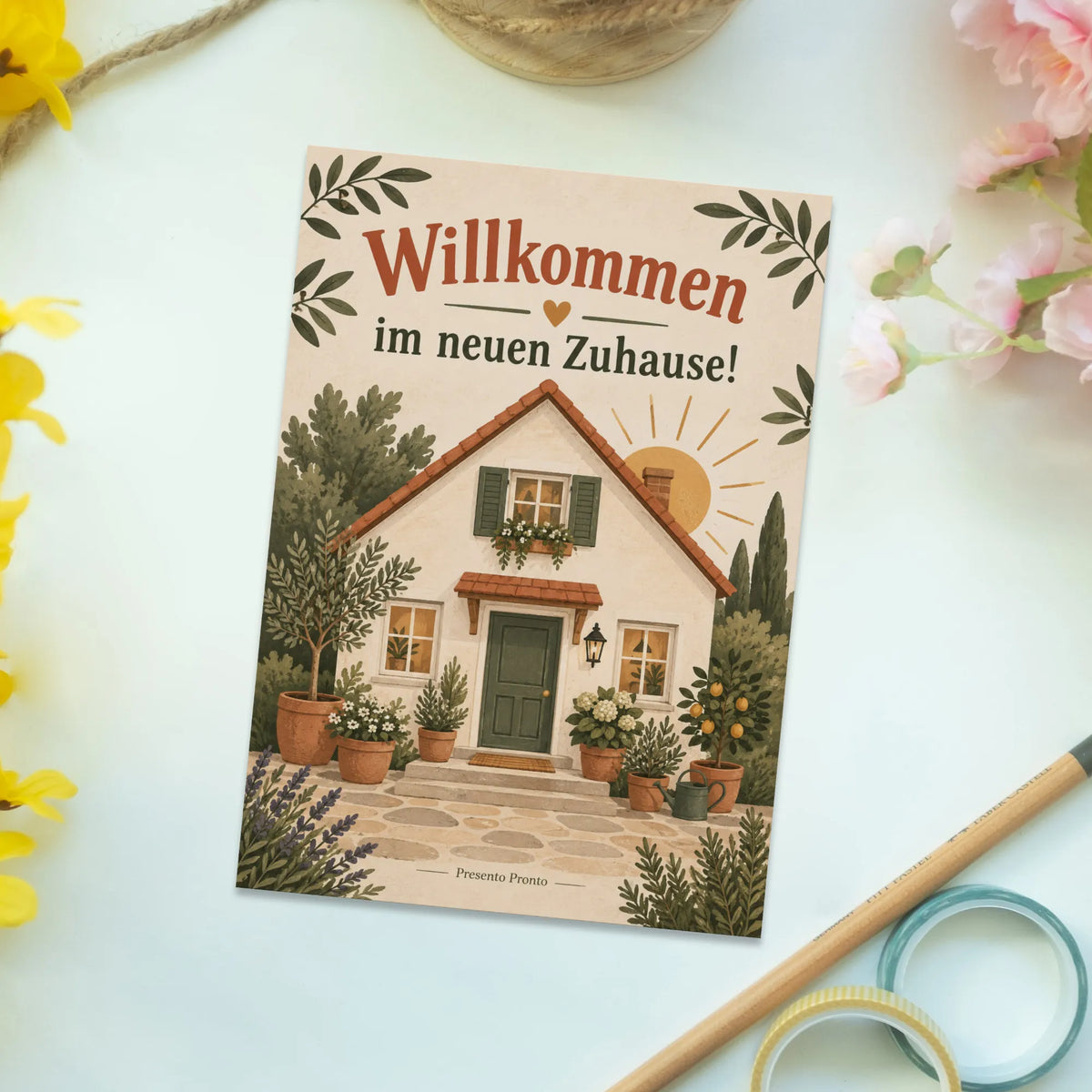 Herzliche Topseller Postkarte für Familie mit gemütlichem Haus|p:2012985|h:c9e82759bce79b4a9f774d50509350d7