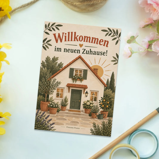 Herzliche Topseller Postkarte für Familie mit gemütlichem Haus|p:2012985|h:c9e82759bce79b4a9f774d50509350d7