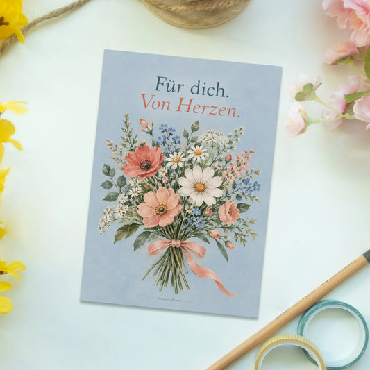 Herzliche Postkarte für dich mit Wildblumenstrauß|p:2012987|h:c741fc87f150b4e25bec34c34d4761fb