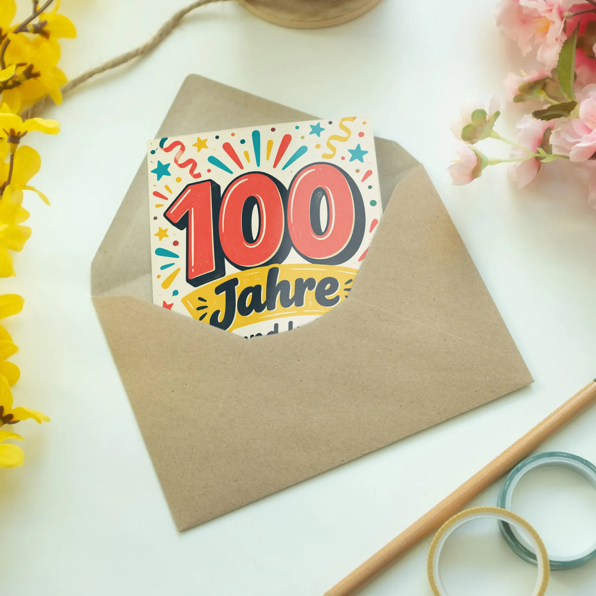 Fröhliche Glückwunschkarte zum 100. Geburtstag mit 100-Schriftzug|p:2012992|h:2259a02fcbd076c705adc4bcfc08ae6b