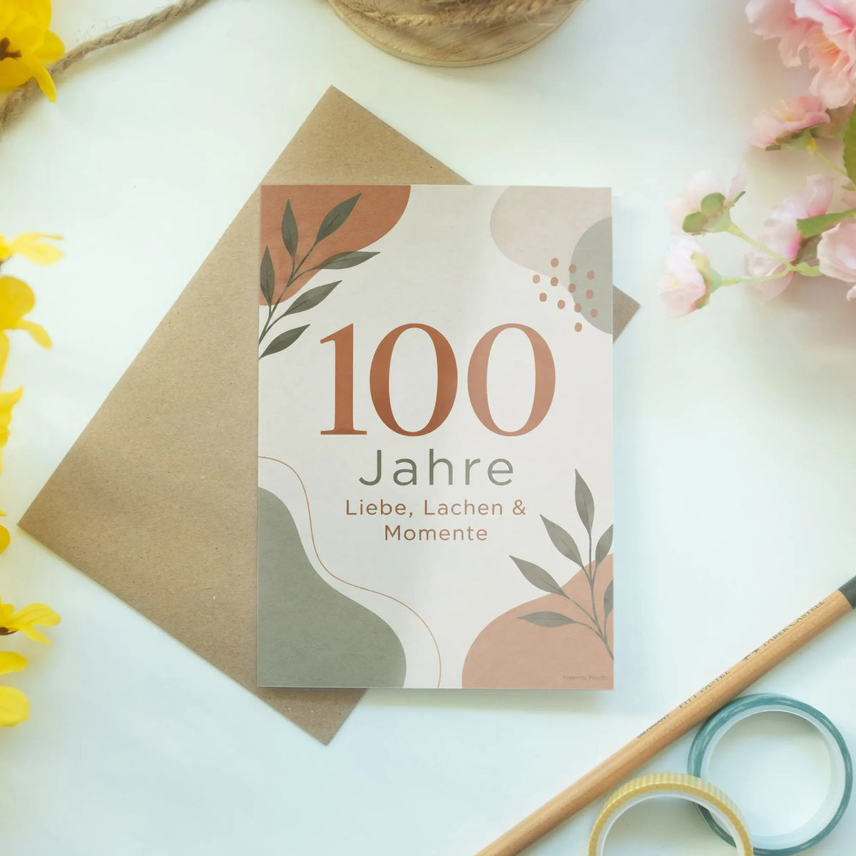 Herzliche Glückwunschkarte zum 100. Geburtstag in Terrakotta|p:2012997|h:93dbe6d073b47c7275ae866000149418