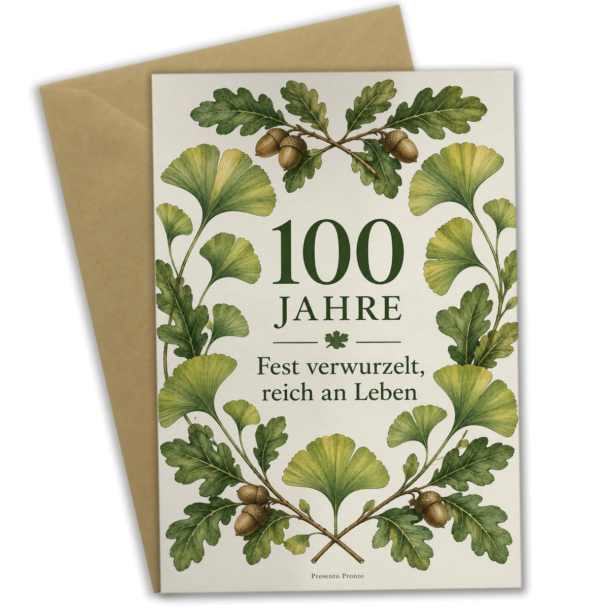 Elegante Glückwunschkarte zum 100. Geburtstag mit Ginkgo|p:2012998|h:1ca050c71dd24593c7923f6e4711a32c